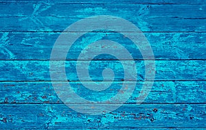 Old Wood Shabby Bright Blue Color Background