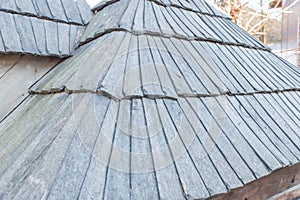 Old wood shingle roof