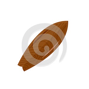 Old wood surfboard icon, flat style