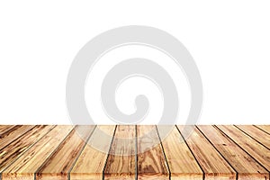 Old wood table on white background