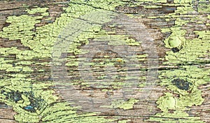 old wood texture distressed grunge background, scratched white paint on planks of wood wall