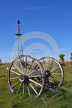 Old wood wagon wheels