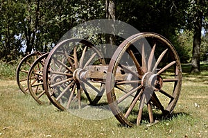 Old wood wagon wheels
