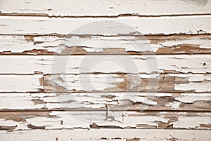 Old Wood Wall With Cracked White Paint