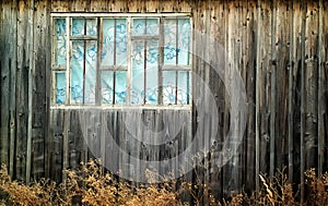 Old wood wall and external window