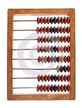 Old wooden abacus on white background