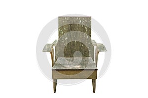 Old wooden arm chair isolated on white