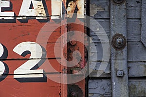 Old wooden background at Bristol Harbour aka Bristol Docks with old train carriages