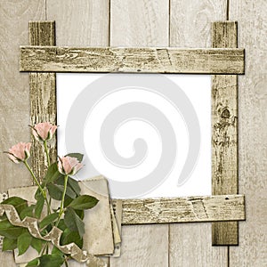 Old wooden background with frame