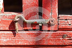 Old wooden background hook on the wooden door old door lock