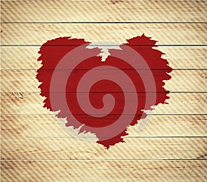 Old wooden background with Valentine's Day symbol,