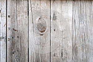 Old wooden background with vertical weathered boards and rusty nails