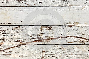 Old wooden background of white shabby painted wooden planks. Background of old painted texture wood as a basis for vintage