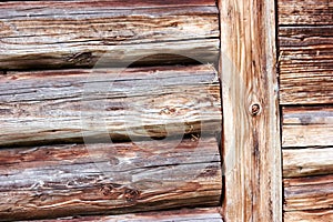 Old wooden balk wall background.