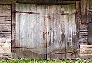 Old wooden barn door