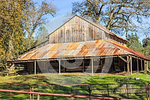 Old Wooden Barn With Overhang photo