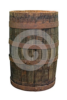 Old wooden barrel.