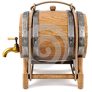 Old wooden barrel isolated on a white background