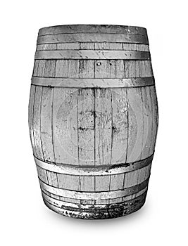 Old wooden barrel isolated on white background