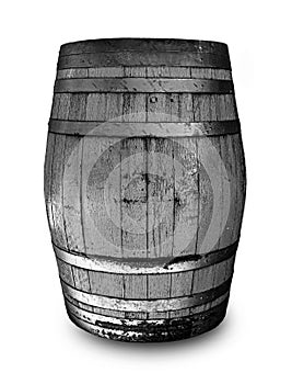 Old wooden barrel isolated on white background