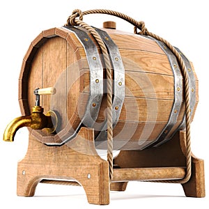 Old wooden barrel isolated on a white background
