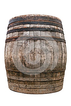 An old wooden barrel for making wine or ale