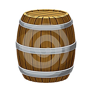 Old wooden barrel, oak cask for storing alcoholic drinks vector illustration