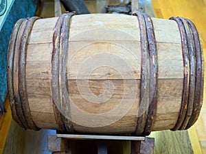 Old wooden barrel for transportation of cement
