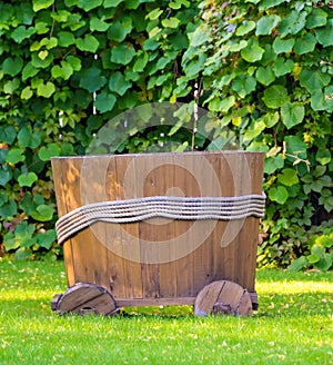 Old wooden barrel or tub