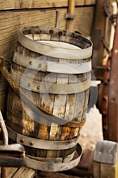 Old Wooden Barrel on a Wagon