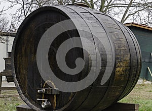 Old wooden barrel photo