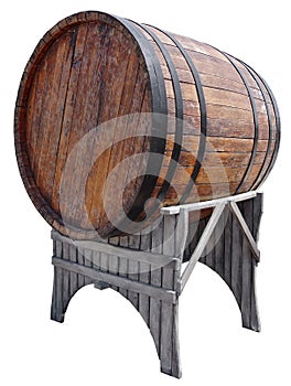 Old wooden barrel on white