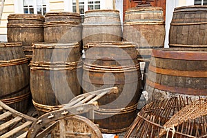 Old wooden barrels
