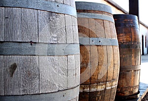 Old wooden barrels