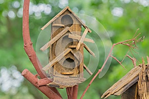 Old wooden bird house