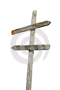 Old wooden blank sign post