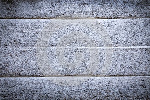 Old wooden board covered with white fresh snow . Flat lay. Christmas winter background