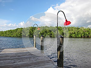 Old wooden boat dock in Naples Florida