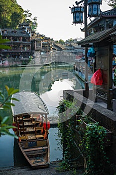 Old wooden boat in Fenghuang