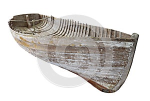 Old wooden boat hull isolated.