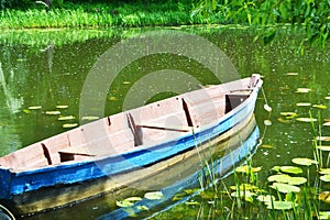 An old wooden boat on the Trubezh River.