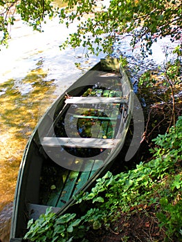 Old wooden boat on Wigry Lake