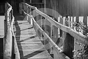 Old wooden bridge -black and white