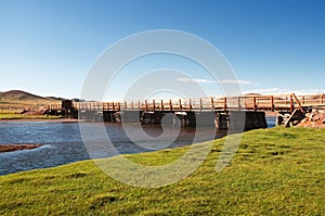 Old wooden bridge in Mongolia