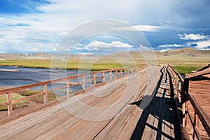 Old wooden bridge in Mongolia