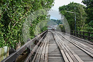 An old wooden bridge in Sangklaburi