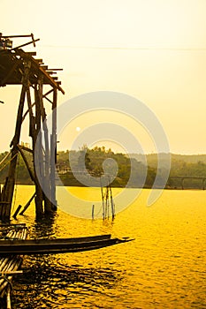 An old wooden bridge in Sangklaburi