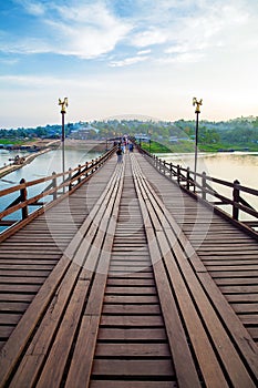 The old wooden bridge in Sangklaburi