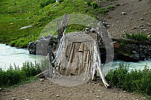 Old wooden bridge to drive cattle