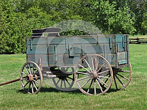 Old wooden buckboard farm wagon